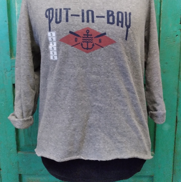 New Women's 3/4 Sleeve Sweatshirt from Put in Bay Ohio by Alternative Sz Small - Picture 2 of 8